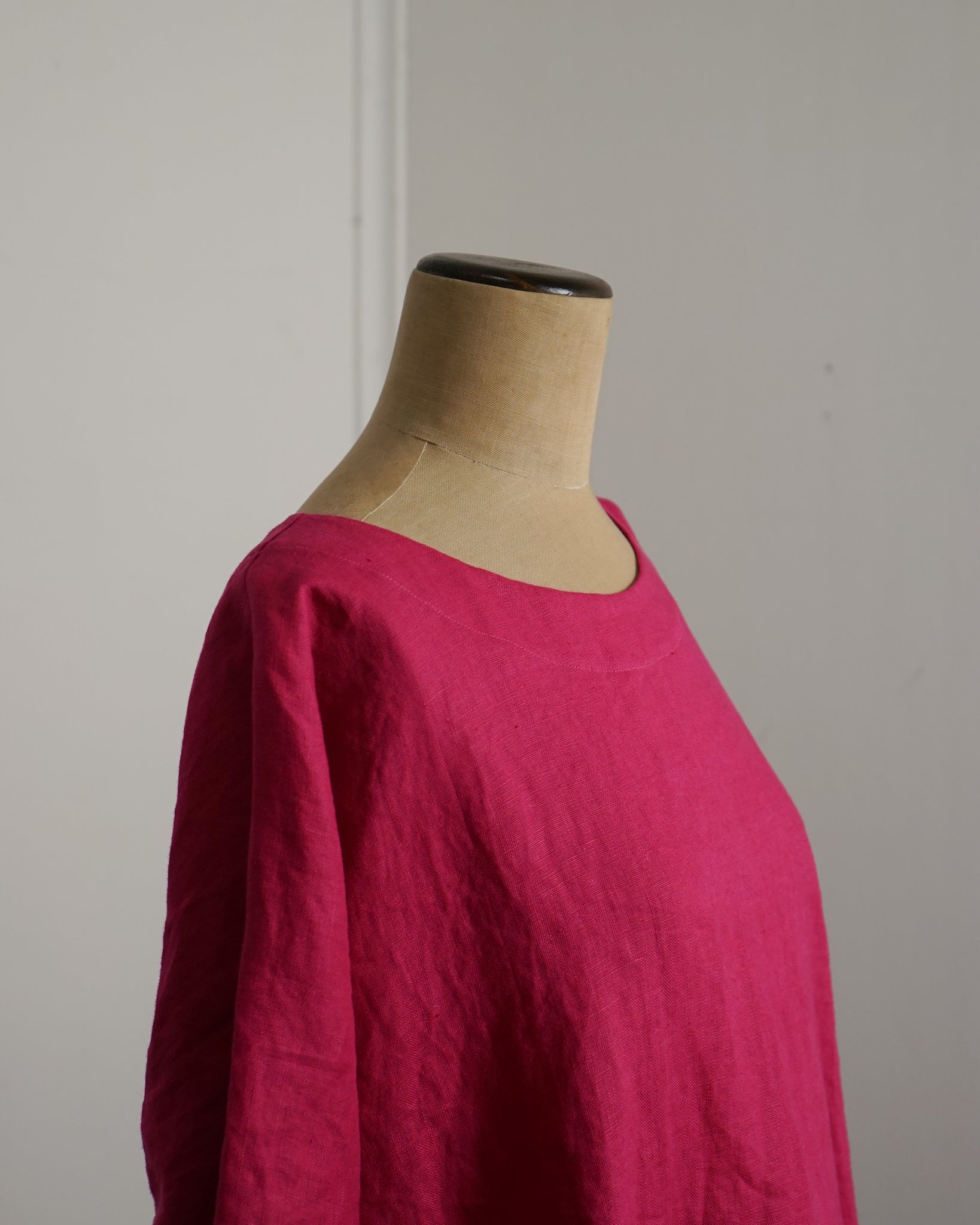 Deep Pink Linen - Peplum Dress / Top