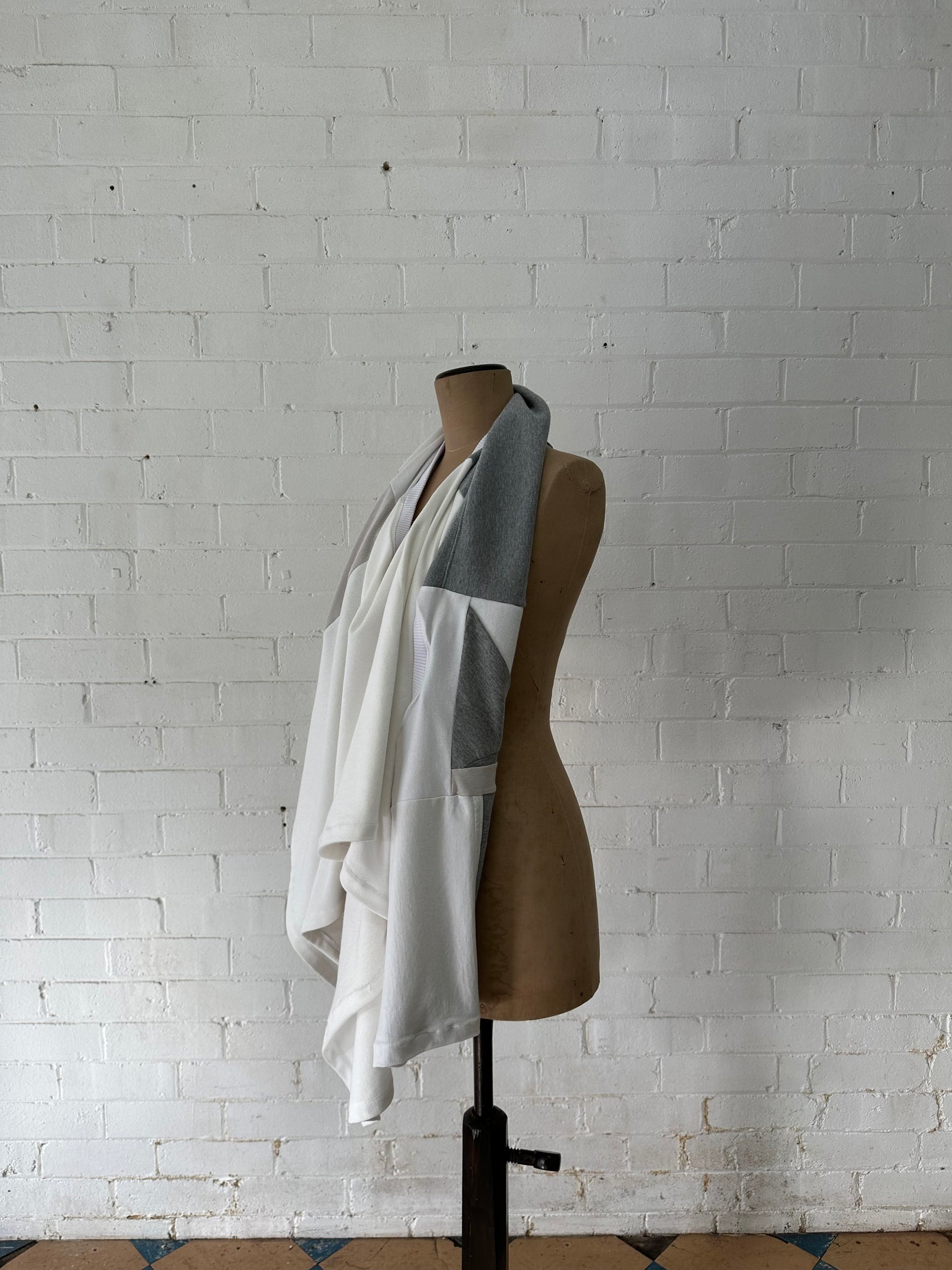 A. Shawl Scarf / White/Grey / One of One No.9