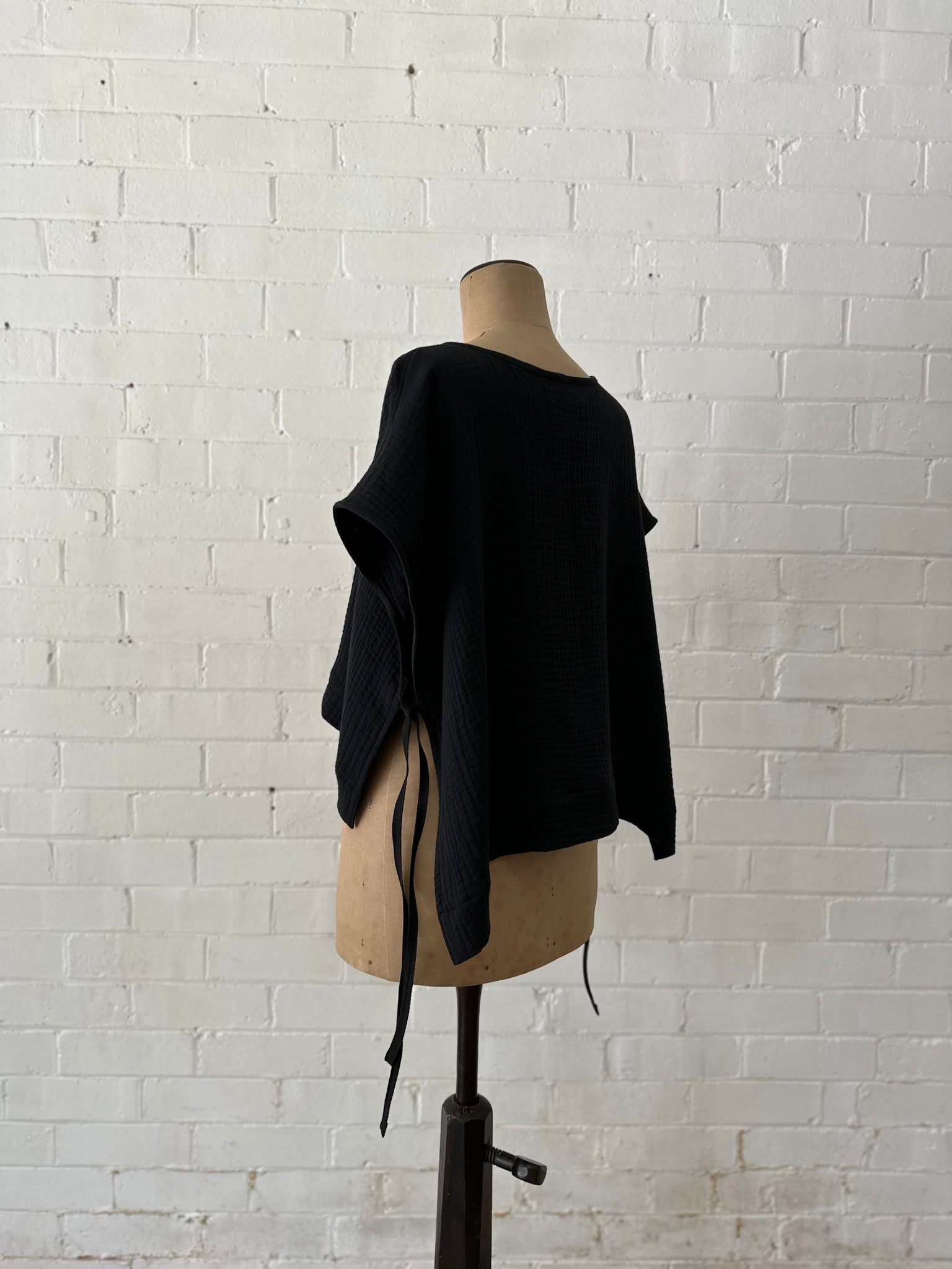 Black Double Cotton - Layering Tunic