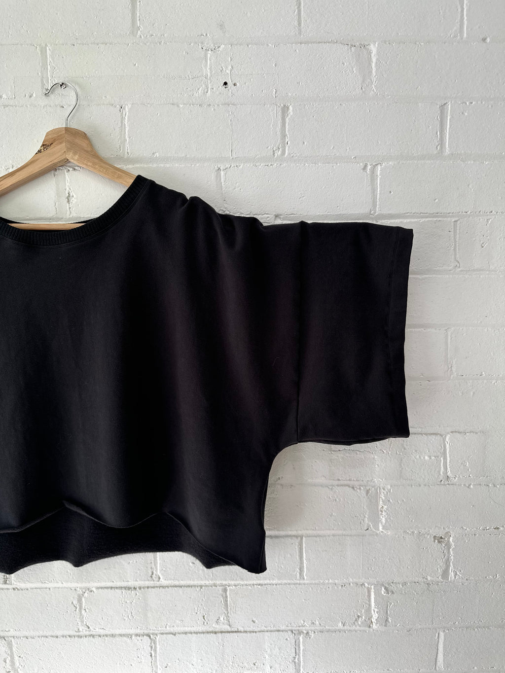 Kimono Sweatshirt - Black Cotton Fleace