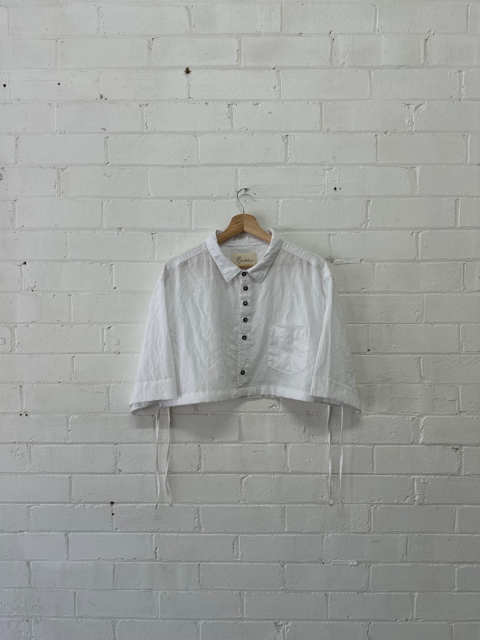 Sloe - White linen Crop - Upcycle