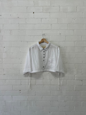 Sloe - White linen Crop - Upcycle