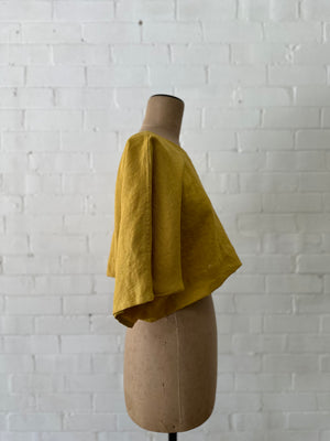 Amélie Crop - Mustard Linen