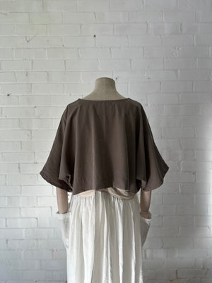 Leia Top - Cropped in Olive Tencel/Linen