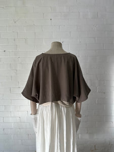 Leia Top - Cropped in Olive Tencel/Linen