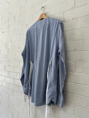 Blue Pinstripe Gather Top - Sloe Upcycle