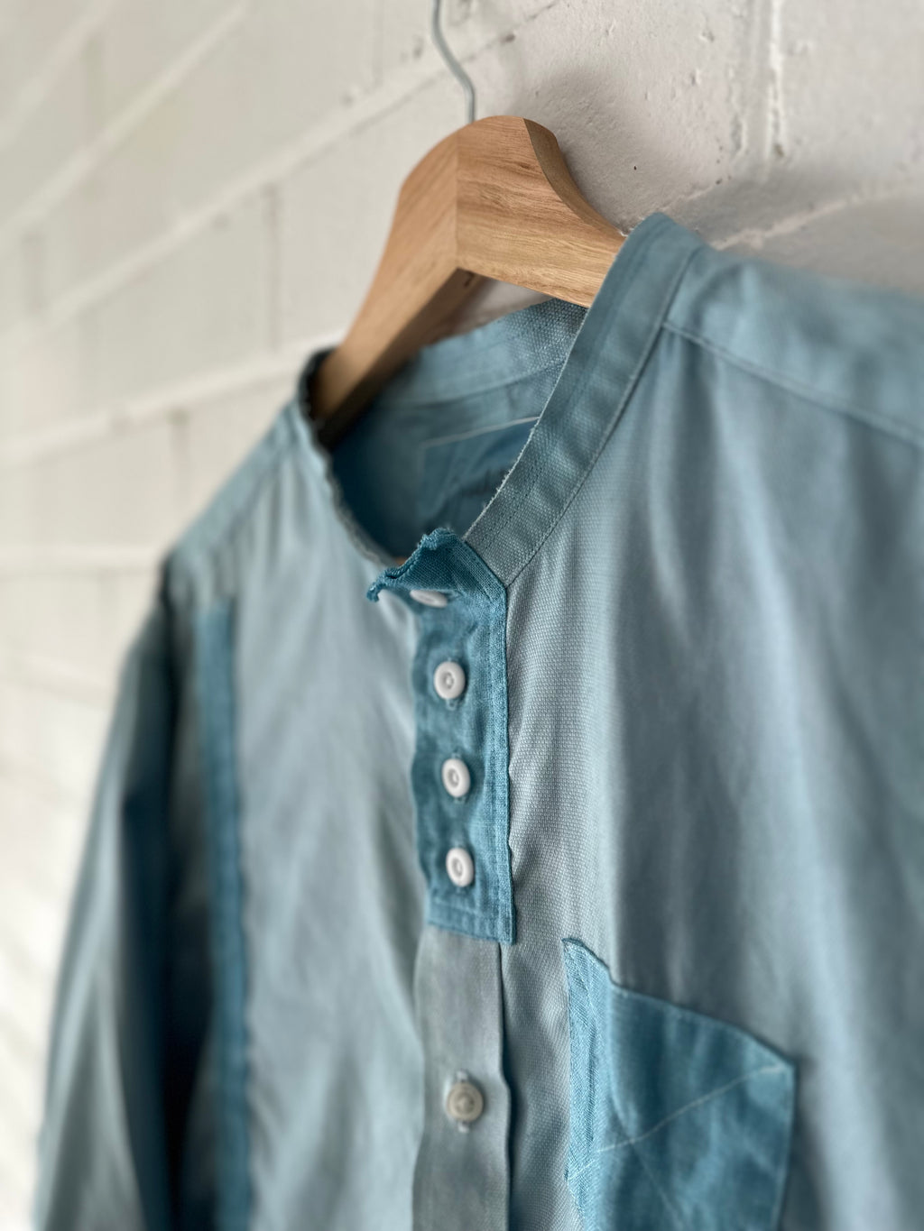 Frank - Indigo dye / Patchwork Gather Top - Sloe Upcycle