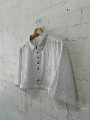 Sloe - White linen Crop - Upcycle