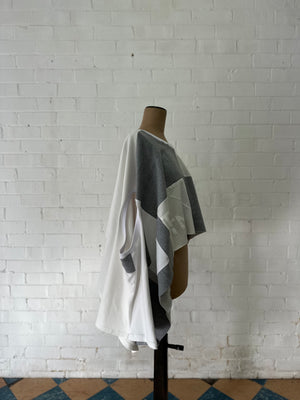 A. Shawl Scarf / White/Grey / One of One No.9