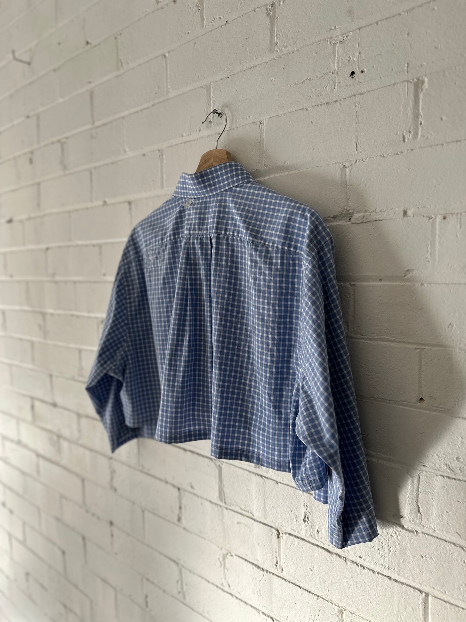 Light Blue Check Crop - Sloe Upcycle