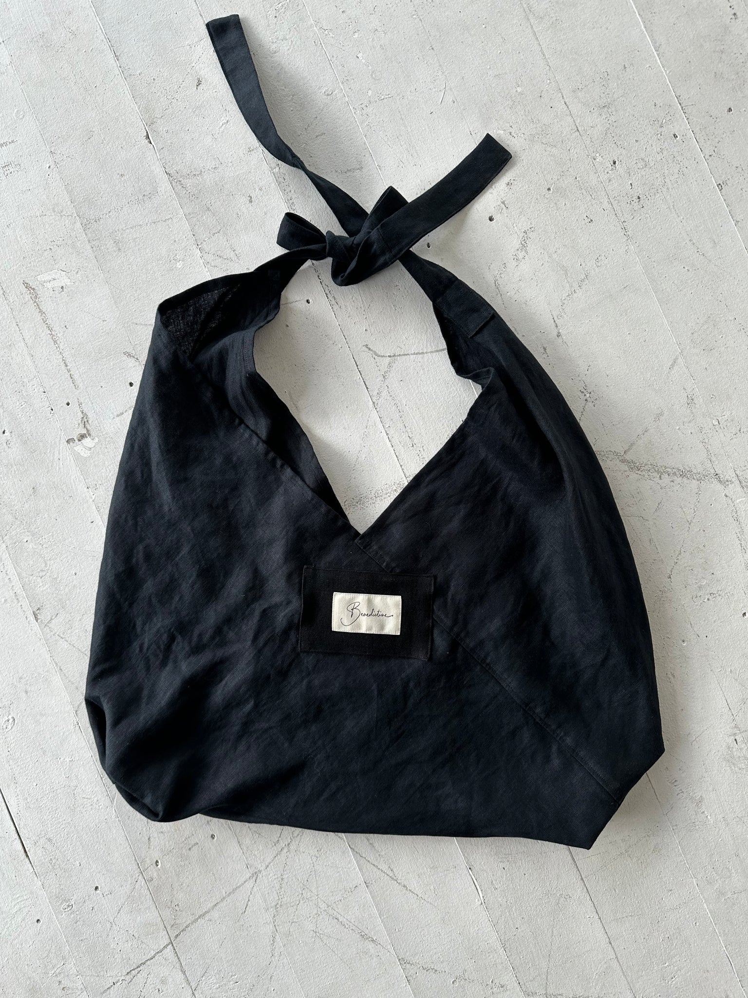 Sashiko Pocket Linen Bento Bag