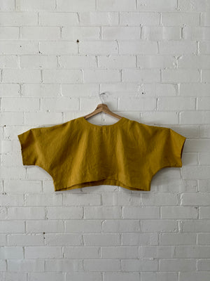 Amélie Crop - Mustard Linen