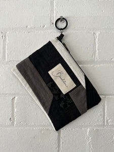 Pencil Clutch - Quilted Cream/Grey/Black - One off
