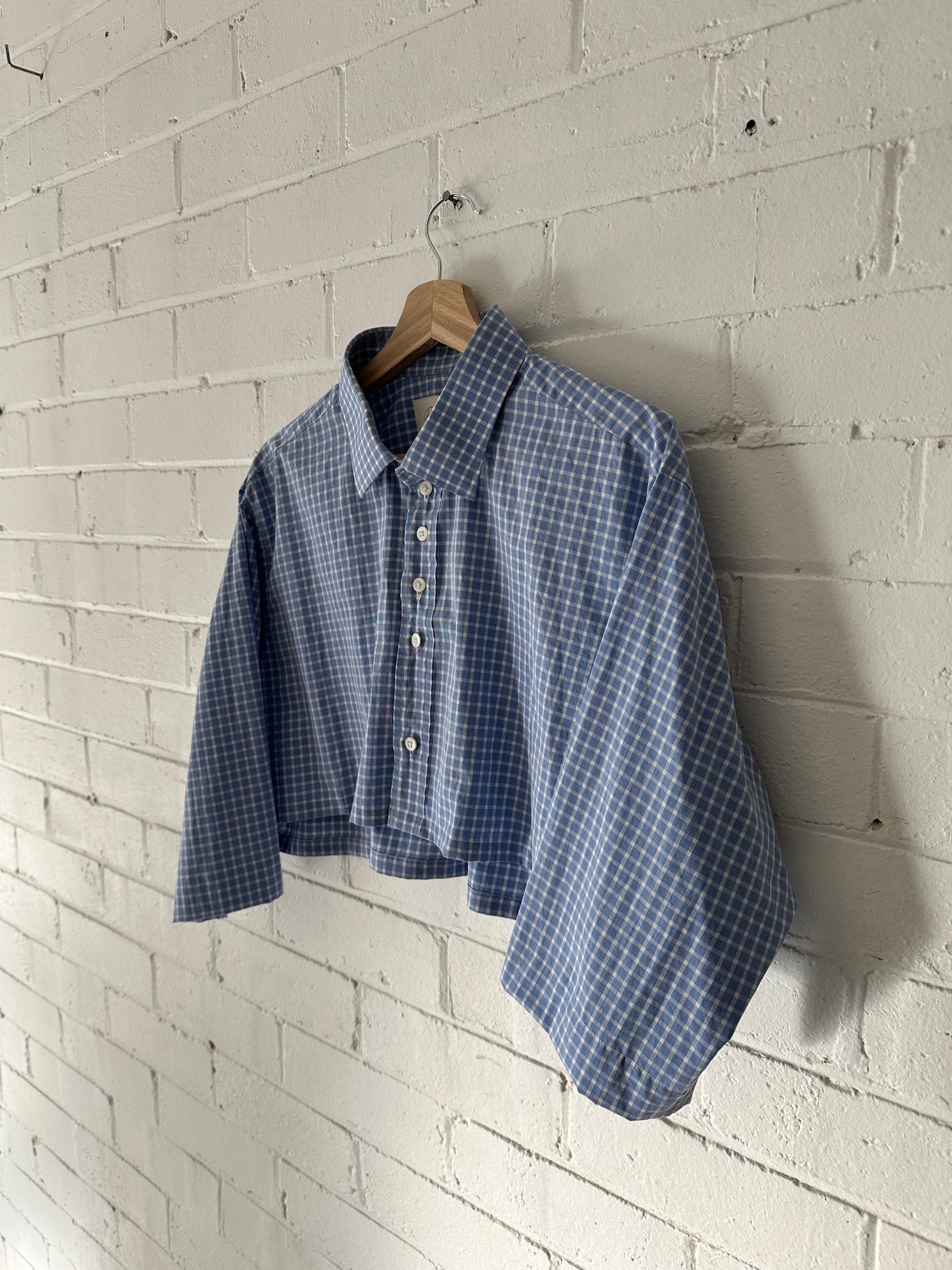Light Blue Check Crop - Sloe Upcycle