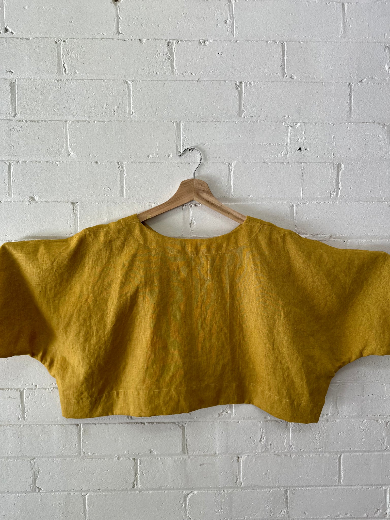 Amélie Crop - Mustard Linen