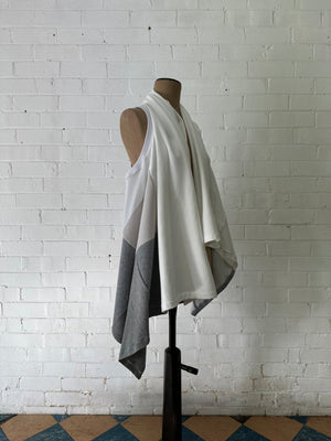 A. Shawl Scarf / White/Grey / One of One No.9