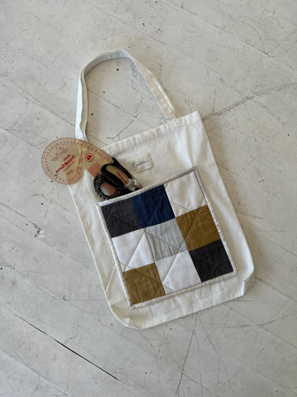 Quilted Pocket Canvas Book Tote