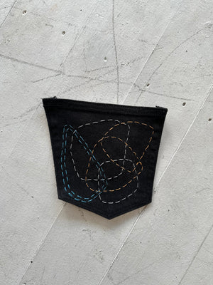 Sashiko Pocket Linen Bento Bag