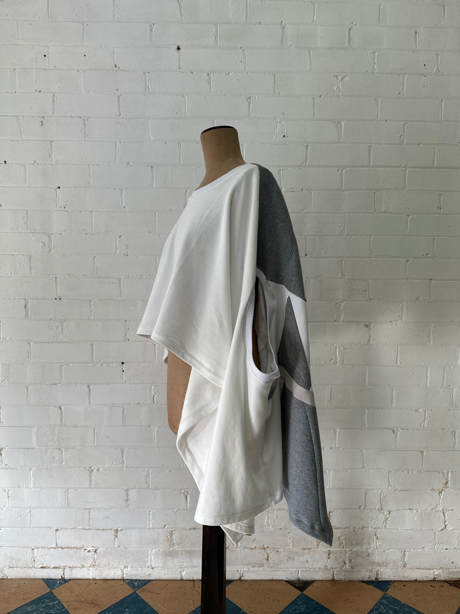 A. Shawl Scarf / White/Grey / One of One No.9