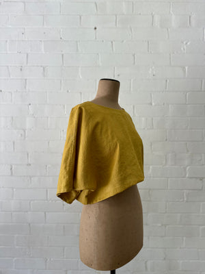 Amélie Crop - Mustard Linen