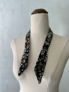 Benedictine tie - Japanese Cotton - Black Floral
