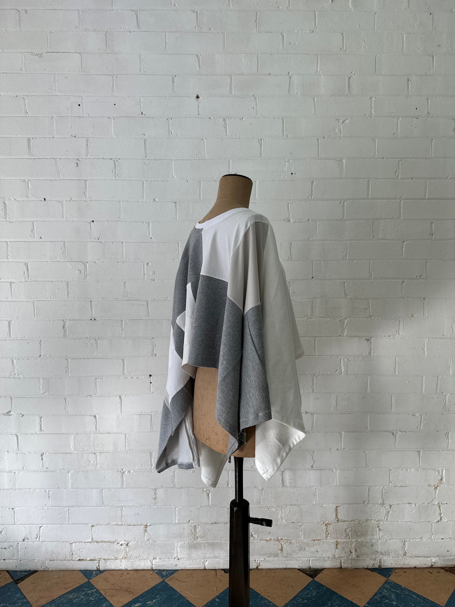 A. Shawl Scarf / White/Grey / One of One No.9