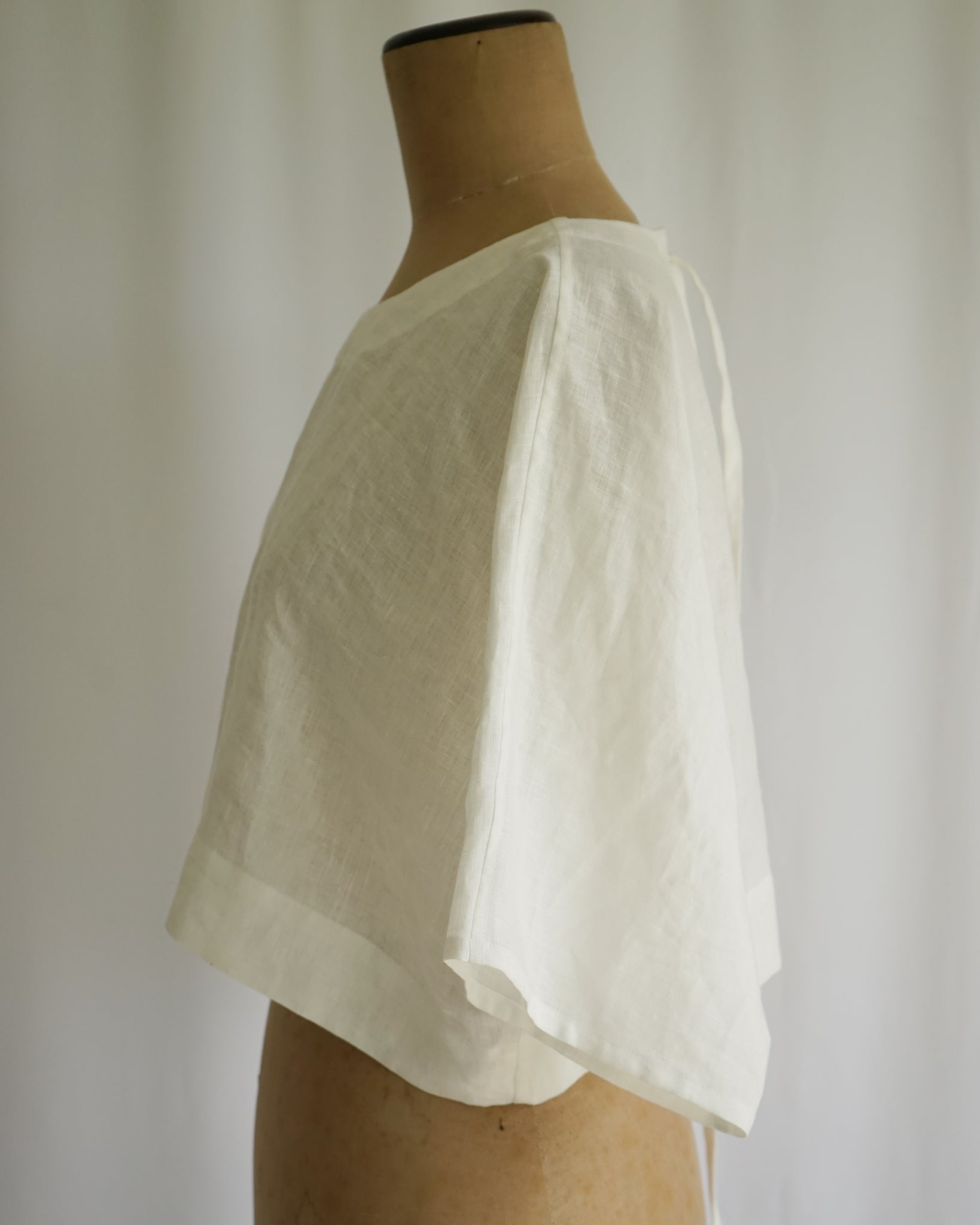 Tie back Crop - Ivory Linen