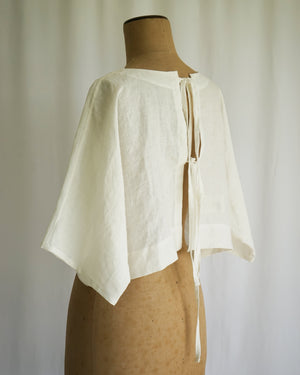 Tie back Crop - Ivory Linen