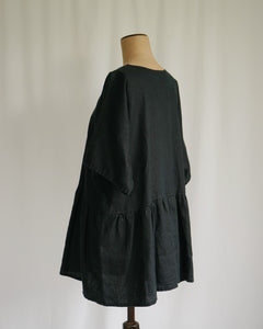 Black Linen - Peplum Dress / Top