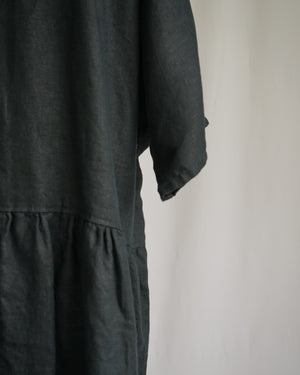 Black Linen - Peplum Dress / Top