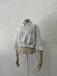 Sloe - White linen Crop - Upcycle