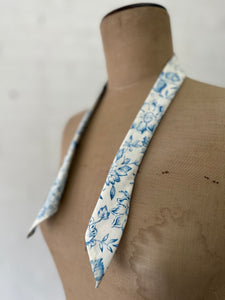 Benedictine tie - Floral Blue Vintage Cotton