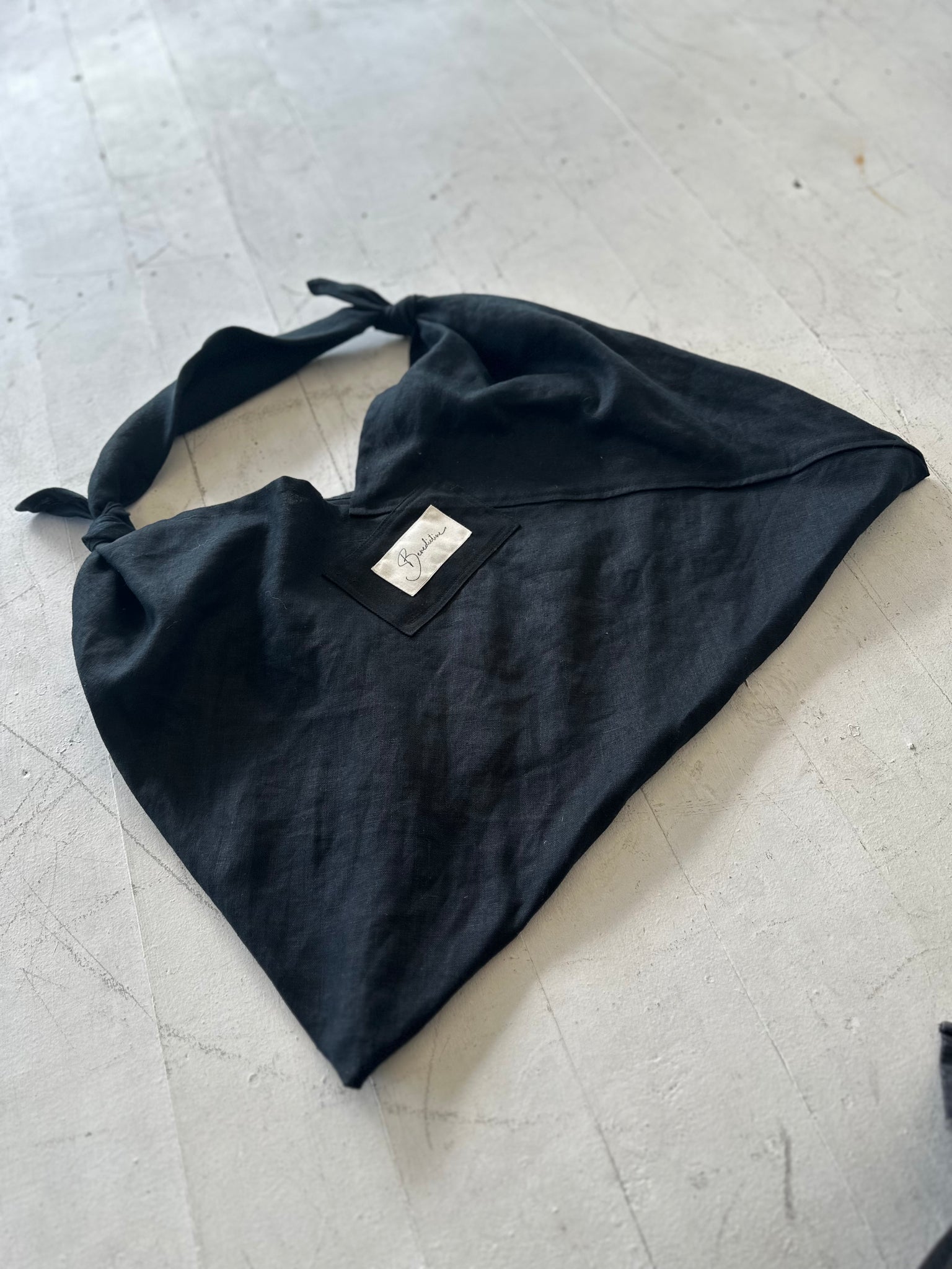 Sashiko Pocket Linen Bento Bag - 02